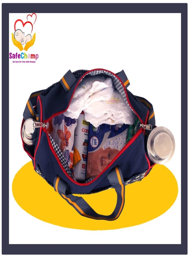 SafeChamp حقيبة حفاضات متعددة الأغراض من SafeChamp Chick Chick، تُستخدم أيضًا كحقيبة للأمهات (أزرق داكن) - Image 3